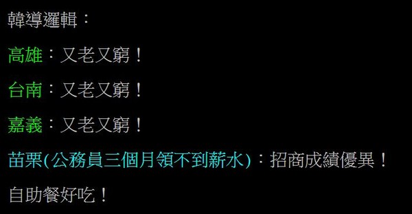 ▲▼網友在批踢踢酸韓國瑜。（圖／翻攝批踢踢八卦板）