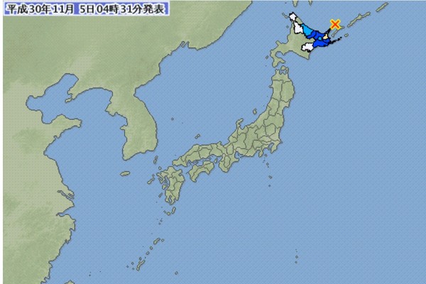 ▲▼北海道深夜發生地震。（圖／翻攝自日本氣象廳）