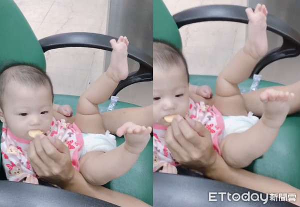 ▲飆3字爆紅！把拔餵食...最派女嬰「神坐姿」放空。（圖／蔡佩蓁授權提供）