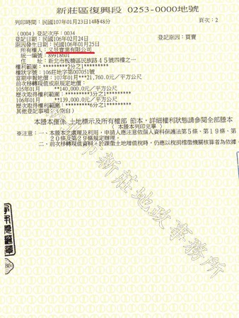 ▲▼段宜康貼出又昱公司土地權狀。（圖／翻攝自段宜康臉書）