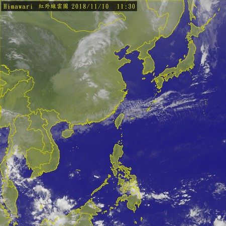 ▲11/10 1130衛星雲圖。（圖／翻攝中央氣象局）