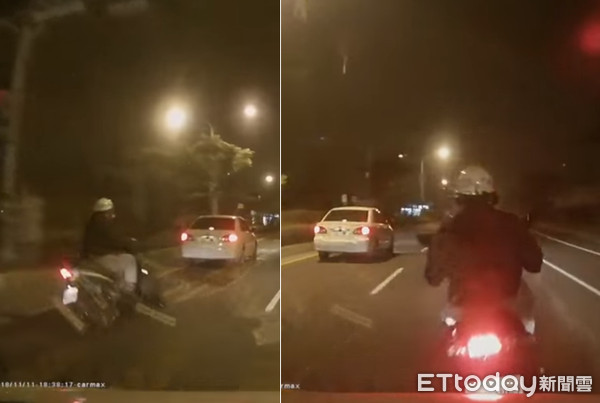 ▲▼網友貼出影片指控三寶騎士鬼切左轉，害他差點撞上。（圖／翻攝爆料公社）