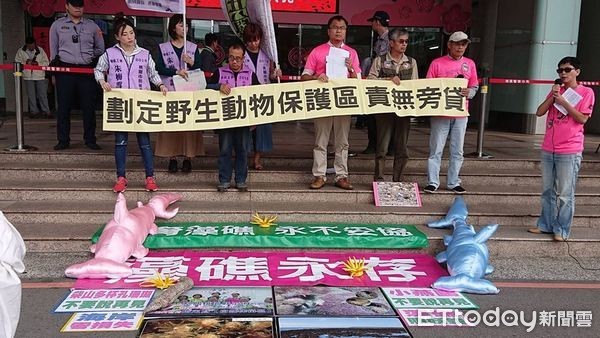 ▲環團赴桃園市政府，為「小燕鷗」及「柴山多杯孔珊瑚」請願。（圖／潘忠政提供）