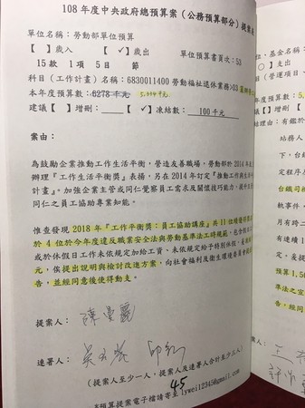 ▲▼勞動部今年「工作生活平衡獎」獲獎企業中有4家有違反勞動法規紀錄，立委提案凍結勞動部10萬元預算。（圖／記者紀佳妘攝）