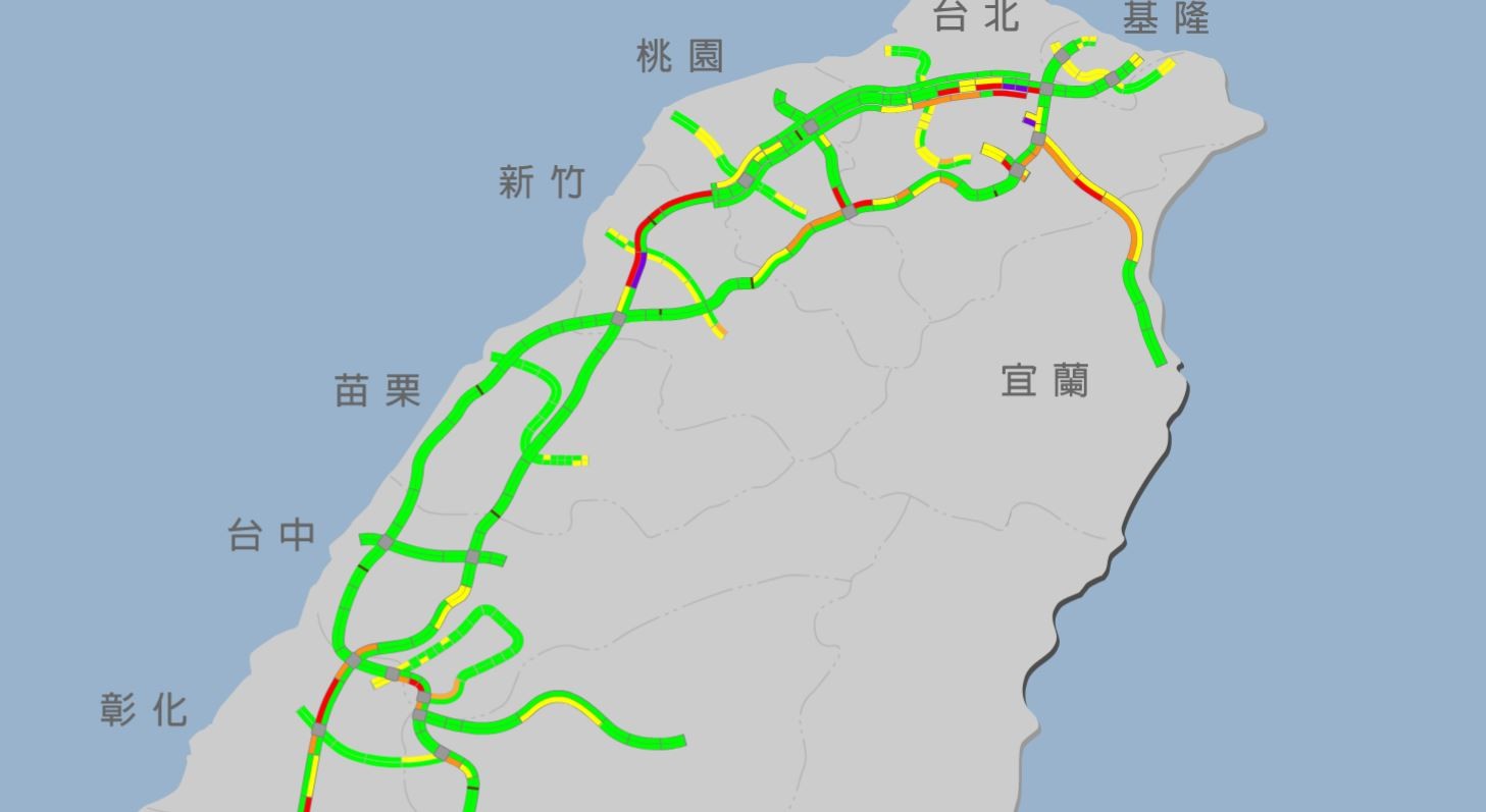 ▲回家投票，國道塞車時速最低10公里。（圖／翻攝高公局網站）