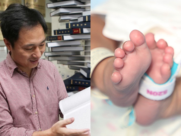 ▲賀建奎（左）聲稱已「創造」出首例基因編輯寶寶。圖右非該嬰兒。（圖／路透社、CFP）