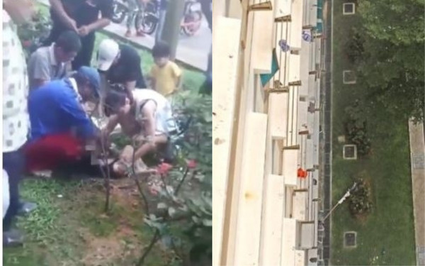 ▲▼新加坡2歲男童從11樓墜落，因為尿布撿回小命。（圖／翻攝自《梨視頻》）