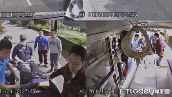 ▲南庄東河吊橋一群遊客碰上無家可歸的虎頭蜂，有6人被螫傷，4人送醫治療。             。（圖／記者黃孟珍翻攝）