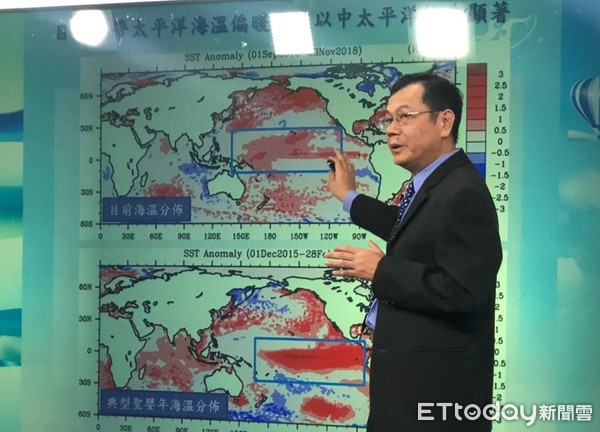 ▲氣象預報中心主任呂國臣說明今年冬季天氣。（圖／記者曹悅華攝）