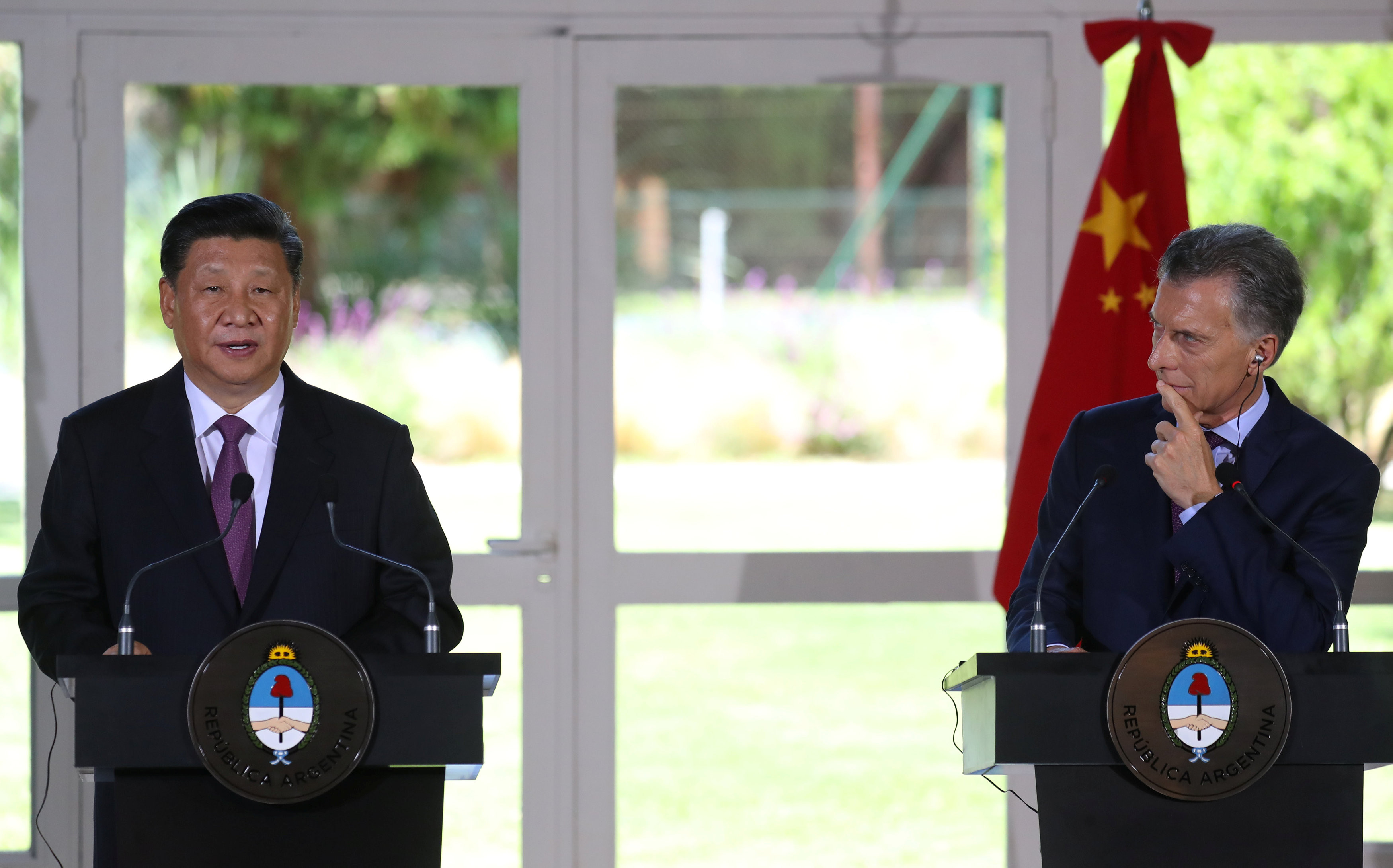 ▲中國國家主席習近平2日結束二十國集團（G20）峰會後，與阿根廷總統馬克里（Mauricio Macri）會談。（圖／路透社）