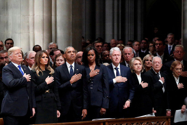 ▲▼老布希國葬，多位美國前總統、第一夫人出席。（圖／路透社）