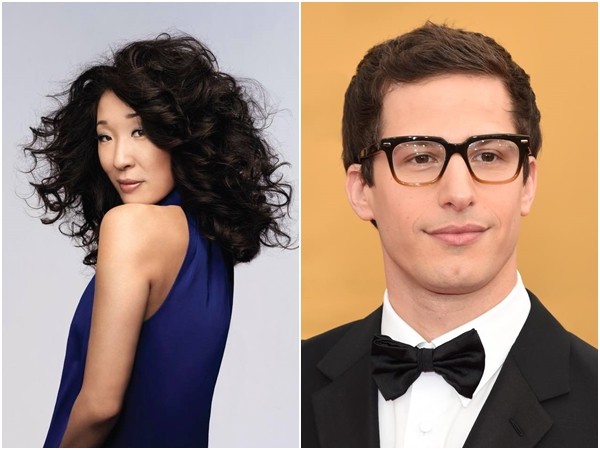 吳珊卓（Sandra Oh）以及安迪山伯格（Andy Samberg）。（圖／翻攝自Golden Globes粉絲專頁）