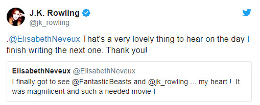 ▲▼J·K·羅琳宣布《怪獸3》劇本已經寫完了。（圖／翻攝自Facebook／《怪獸與葛林戴華徳的罪行》、推特／J·K·羅琳）