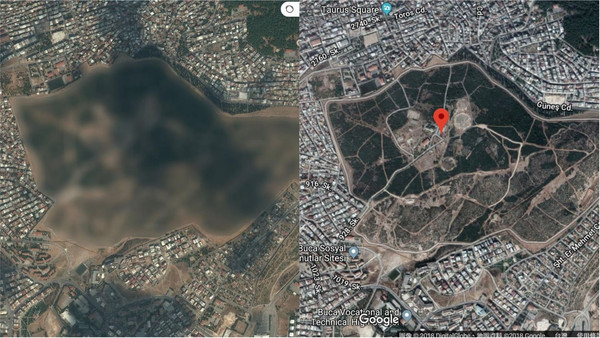▲▼伊茲米爾（Izmir）的軍事設施位置，左為Yandex衛星地圖，右為Google衛星地圖。（圖／翻攝自Yandex地圖與Google地圖）