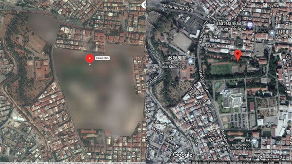 ▲▼伊茲米爾（Izmir）的盟軍陸地司令部位置，左為Yandex衛星地圖，右為Google衛星地圖。（圖／翻攝自Yandex地圖與Google地圖）