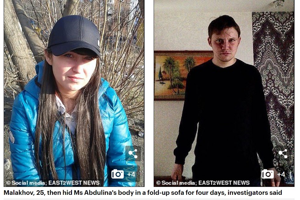 ▲▼俄羅斯男殺女友後，屍體藏在沙發裡。（圖／翻攝自Daily Mail）