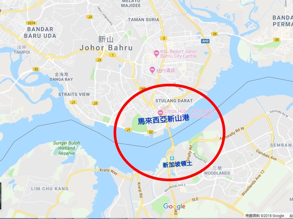▲▼馬來西亞新山港與新加坡地圖。（圖／翻攝自google map）
