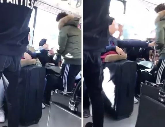 內褲癡漢騷擾氣質妹，3男乘客超暖救援。（圖／翻攝自推特／@populus1q3）
