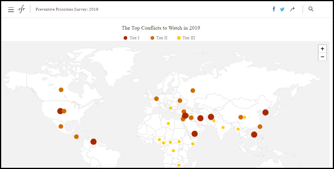 ▲▼美智庫列出2019年值得關注的首要衝突。（圖／翻攝自CFR官網）
