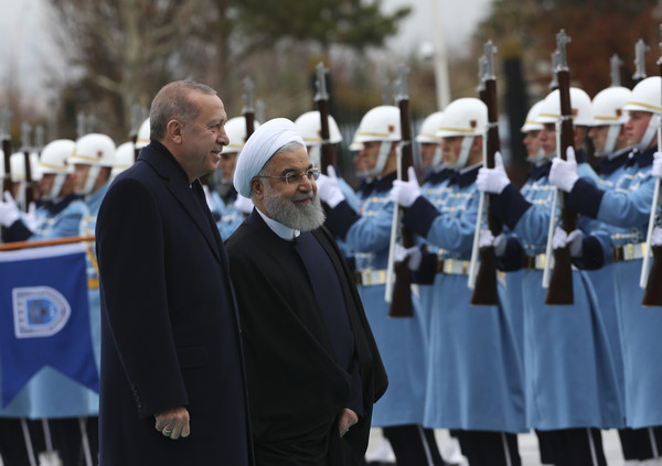 ▲▼伊朗總統羅哈尼（Hassan Rouhani）訪問安卡拉，與土耳其總統艾爾段（Recep Tayyip Erdogan）會晤。（圖／達志影像／美聯社）