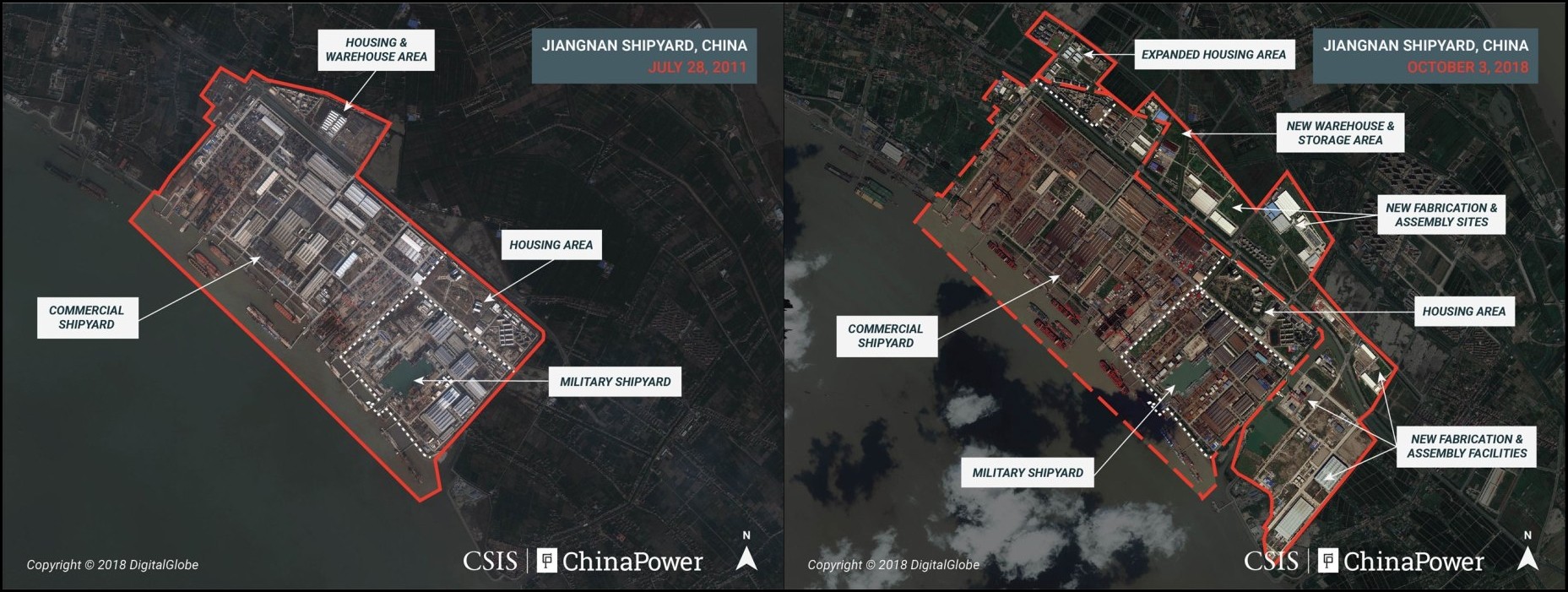 ▲▼上海江南造船廠的規模持續擴大。（圖／翻攝自CSIS官網）