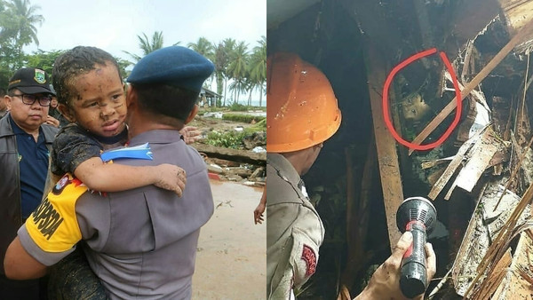 ▲▼5歲男童阿里受困12小時候毫髮無傷被救出。（圖／翻攝自Facebook／Indonesia Muda）