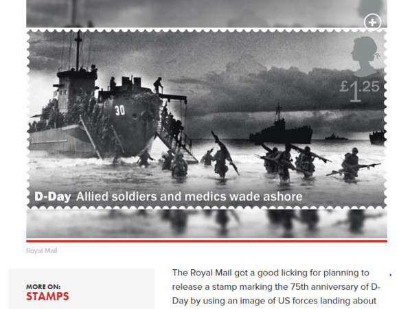 尷尬！明年就是第二次世界大戰的諾曼第登陸日（D-Day）75週年紀念，而英國皇家郵政（Royal Mail）也以此發行紀念郵票，但是郵票上的照片卻用成「美軍登陸荷屬新幾內亞（也就是現在的印尼東部）」的照片，引起許多科學家批評。（圖／翻攝自紐約郵報）