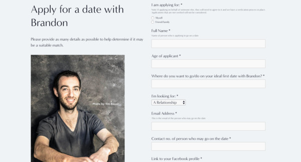 ▲▼自創官網找女友，澳洲男子收到50份申請。（圖／翻攝datebrandon網站）