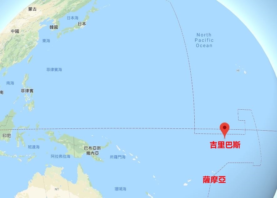 ▲▼全球第一個跨年的國家。（圖／翻攝自Google Maps）