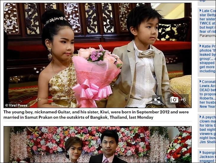 ▲泰國一名龍鳳雙胞胎感情超好，家人為他們舉辦婚禮。（圖／翻攝自每日郵報）