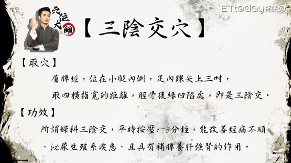 ▲經痛殺手！「三陰交」按起來。（圖／《中醫師翻白眼》提供）