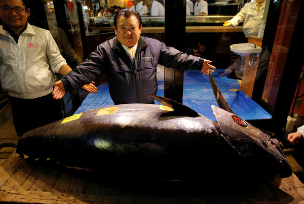▲▼ 日本東京豐洲市場5日一尾278公斤的「刺身之王」太平洋藍鰭鮪魚以超過3億3360萬日圓（約新台幣9660萬元）拍出成交 。（圖／路透）