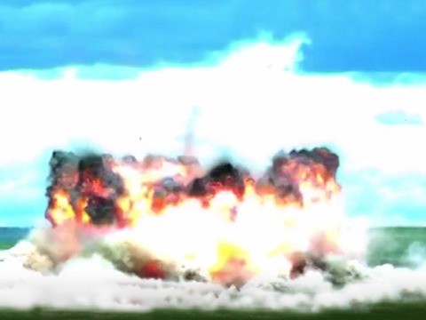 中國公開一架轟-6K疑似進行投擲「溫壓彈」試驗，現場煙霧瀰漫帶大範圍的紅色火焰，威力僅次於核武。（圖／翻攝自鼎盛軍事）