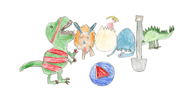 ▲超級可愛的Google主頁於本月8日變成幅「動態塗鴉恐龍」，塗鴉的色彩相當豐富。這是2018年度的的「谷歌塗鴉」(Doodle for Google)獲勝作品，而這位小小作者是一位來自北維州福斯教堂市(Falls Church)的七歲女孩薩拉‧戈梅-雷恩(Sarah Gomez-Lane)。（圖／翻攝自Doodle for Google 作品資料庫）