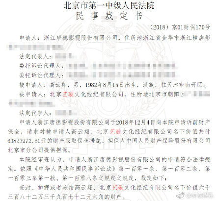 ▲▼民事裁定書。（圖／翻攝微博／新浪娛樂）