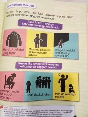 ▲▼馬來西亞國小教科書中，出現鼓勵「指責受害者」的內容。（圖／翻攝自Twitter／@azrulmohdkhalib）