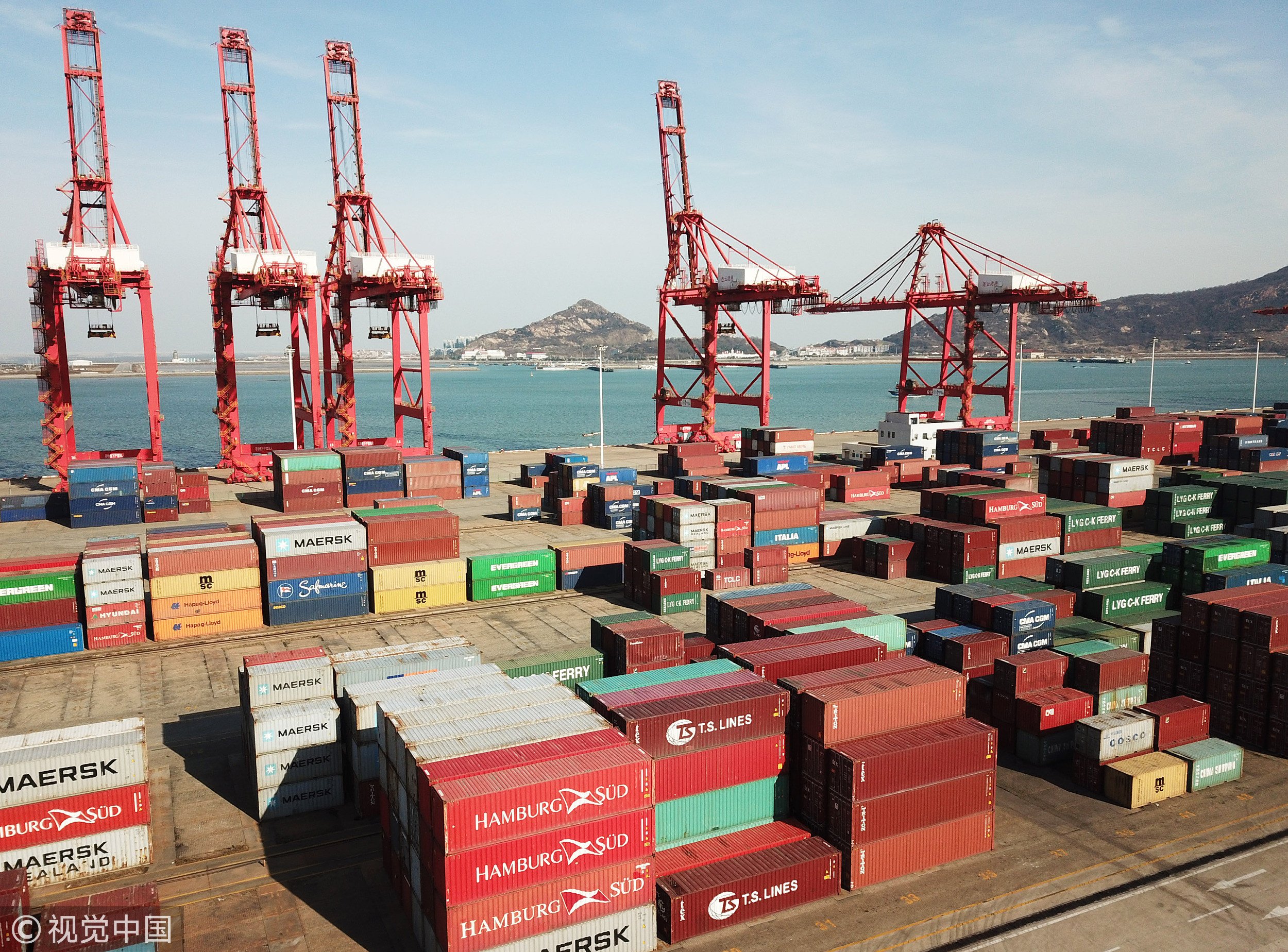 ▲▼GDP，繁忙的江蘇連雲港港口集裝箱碼頭。（圖／CFP）