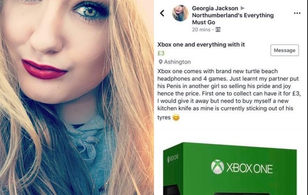 ▲▼ 英國24歲女子喬治亞傑克森（Georgia Jackson）發現男友劈腿，用120元賤賣Xbox主機、耳機、4款遊戲。（圖／翻攝自臉書／Georgia Jackson）