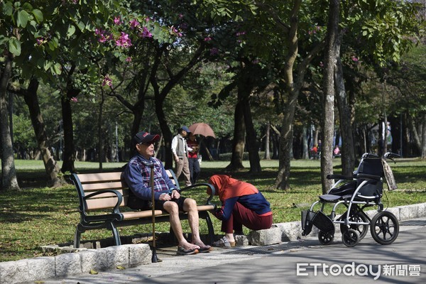 ▲▼大安森林公園,外傭,老人,練吉他學生,曬太陽,外國人,好天氣,小朋友,父母,盪鞦韆。（圖／記者湯興漢攝）