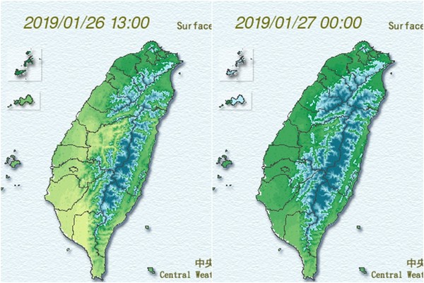 ▲▼苗栗以北9縣市「10℃低溫」夜襲　暖到過年！彭啟明：暗黑冷空氣往東肆虐。（圖／中央氣象局）