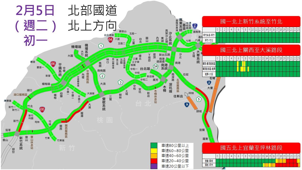 ▲▼初一國道路況預報圖。（圖／高公局提供）