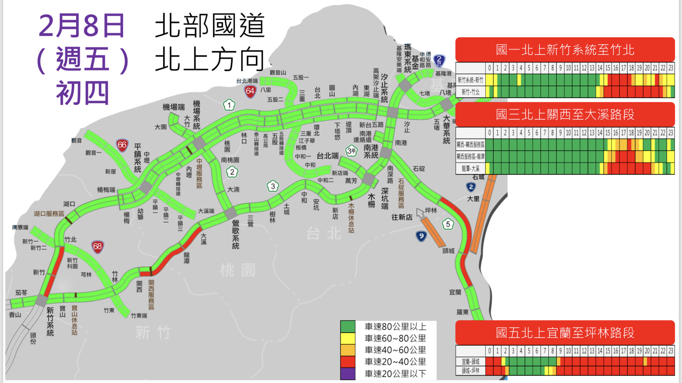 ▲▼春節國道路況預報圖。（圖／高公局提供）