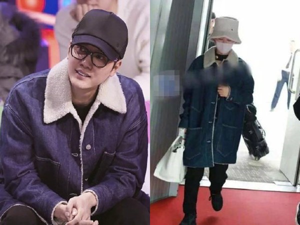 ▲馮紹峰錄影穿這樣，網友發現他穿老婆趙麗穎的外套。（圖／翻攝自微博）
