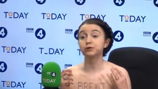 ▲▼英國經濟學女教授貝特曼（Victoria Bateman）用裸體來抗議脫歐。（圖／翻攝自BBC）
