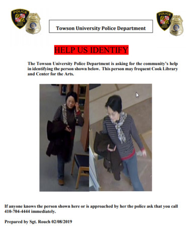 ▲▼陶森大學警察局對騷擾女學生的大媽發布通緝令。（圖／Towson University Police Department）