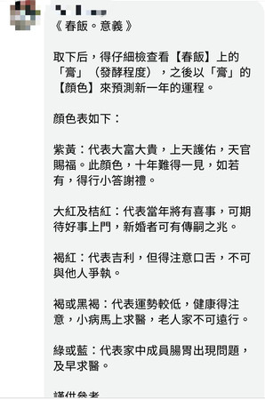 ▲網友po文問「春飯」發霉顏色不一樣，是不是有講究。（圖／翻攝自爆料公社）