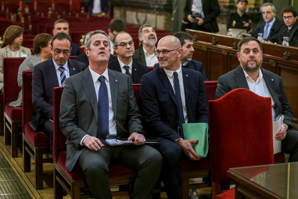 ▲▼ 2019年2月12日，加泰隆尼亞獨派領袖出席位在西班牙馬德里的最高法院。（圖／路透）