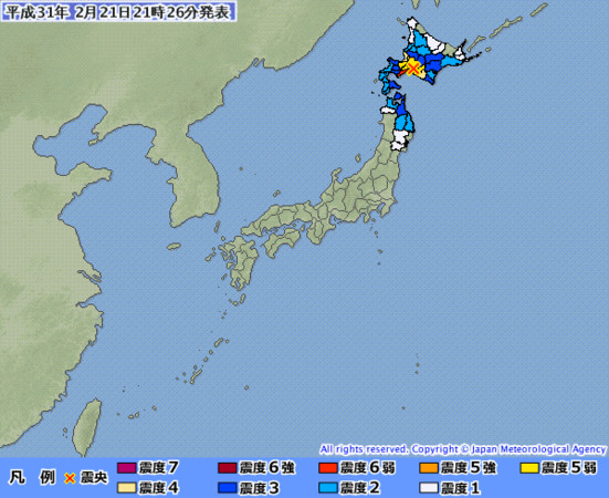 ▲北海道強震。（圖／翻攝自日本氣象廳官網）