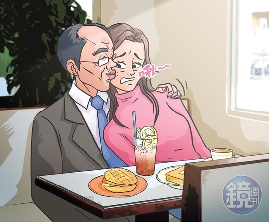 2/23 13:00 老長工鄭世曜當天帶著正妹黨工到西門町一間港式飲茶餐廳用餐時，乘機出手摟肩、親吻臉頰。結果正妹後來與他電話對質，他竟大言不慚地說是把她當女兒才又摸又親，詭辯令人咋舌。