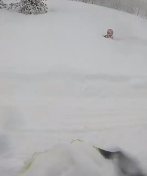 ▲▼他雪上摩托車騎進雪裡…「土撥鼠move」笑翻友人：下面發生什麼事嗎。（圖／翻攝自臉書）